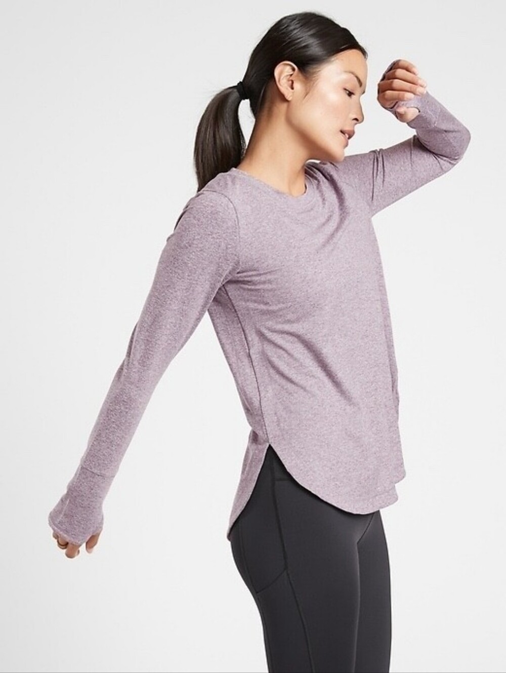 Athleta Uptempo Long Sleeve Top Performance Shasta Purple Activewear SZS Stretch